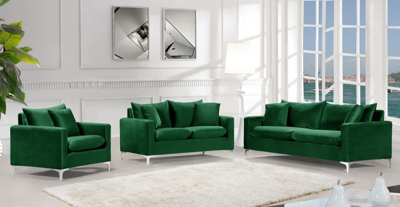 Naomi 81.5" Velvet Upholstered Sofa in Green - 633Green-S