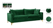 Naomi 81.5" Velvet Upholstered Sofa in Green - 633Green-S