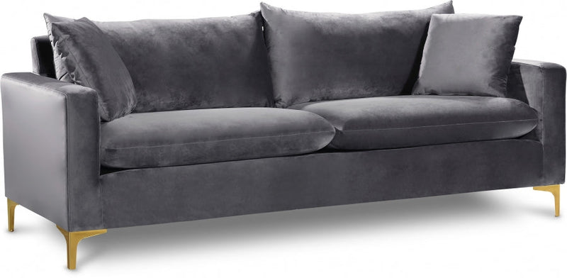 Naomi 81.5" Velvet Upholstered Sofa in Grey - 633Grey-S