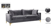 Naomi 81.5" Velvet Upholstered Sofa in Grey - 633Grey-S