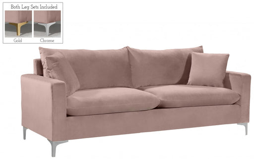 Naomi 81.5" Velvet Upholstered Sofa in Pink - 633Pink-S