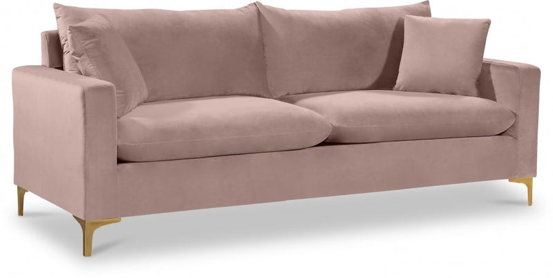 Naomi 81.5" Velvet Upholstered Sofa in Pink - 633Pink-S