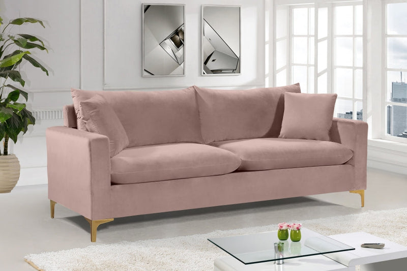 Naomi 81.5" Velvet Upholstered Sofa in Pink - 633Pink-S