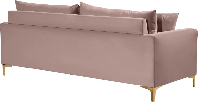 Naomi 81.5" Velvet Upholstered Sofa in Pink - 633Pink-S