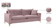 Naomi 81.5" Velvet Upholstered Sofa in Pink - 633Pink-S