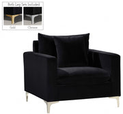 Naomi Velvet Upholstered Chair in Black - 633Black-C