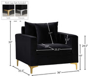 Naomi Velvet Upholstered Chair in Black - 633Black-C