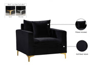 Naomi Velvet Upholstered Chair in Black - 633Black-C