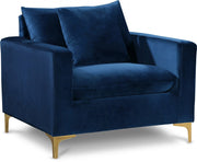 Naomi Velvet Upholstered Chair in Blue - 633Navy-C
