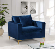 Naomi Velvet Upholstered Chair in Blue - 633Navy-C