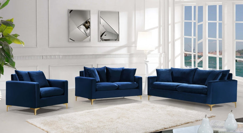 Naomi Velvet Upholstered Chair in Blue - 633Navy-C