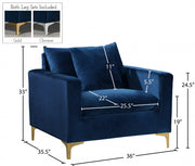 Naomi Velvet Upholstered Chair in Blue - 633Navy-C