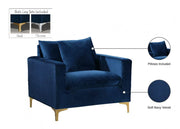 Naomi Velvet Upholstered Chair in Blue - 633Navy-C