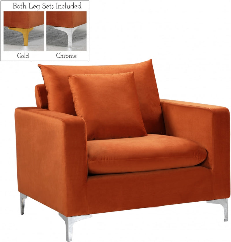 Naomi Velvet Upholstered Chair in Cognac - 633Cognac-C