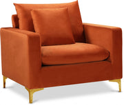 Naomi Velvet Upholstered Chair in Cognac - 633Cognac-C