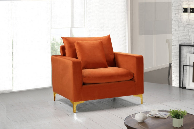 Naomi Velvet Upholstered Chair in Cognac - 633Cognac-C
