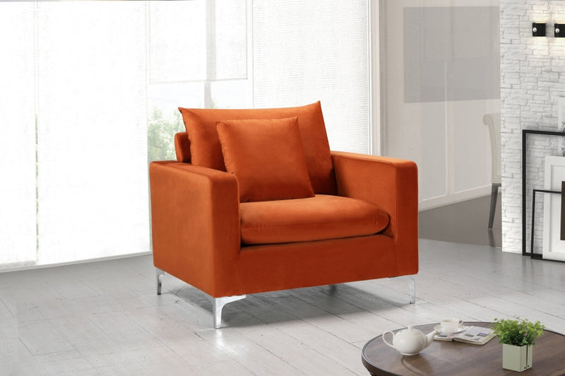 Naomi Velvet Upholstered Chair in Cognac - 633Cognac-C