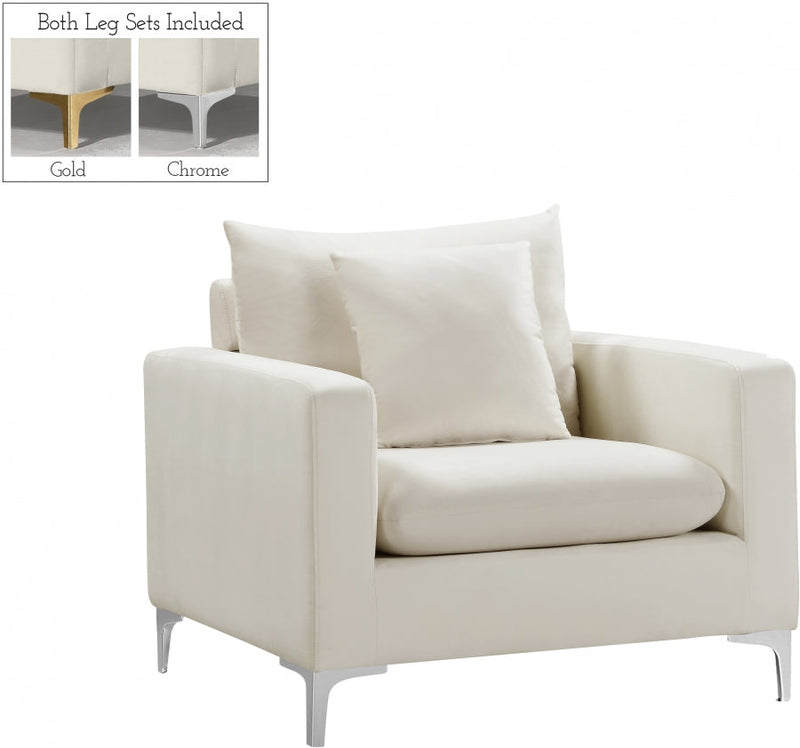 Naomi Velvet Upholstered Chair in Cream - 633Cream-C