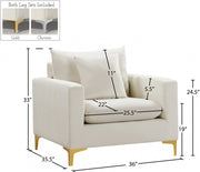 Naomi Velvet Upholstered Chair in Cream - 633Cream-C