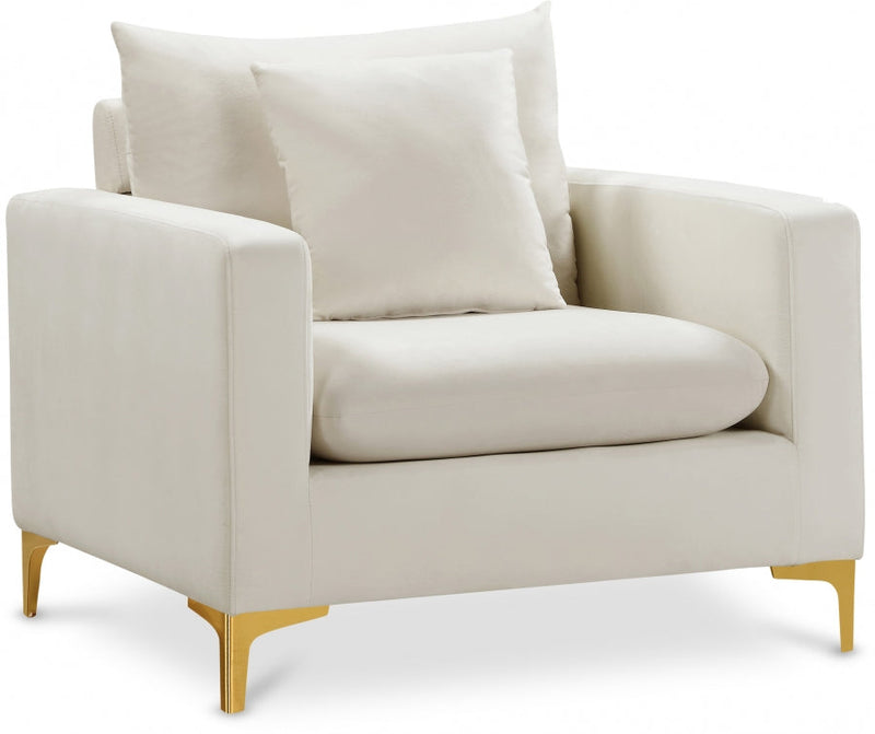 Naomi Velvet Upholstered Chair in Cream - 633Cream-C