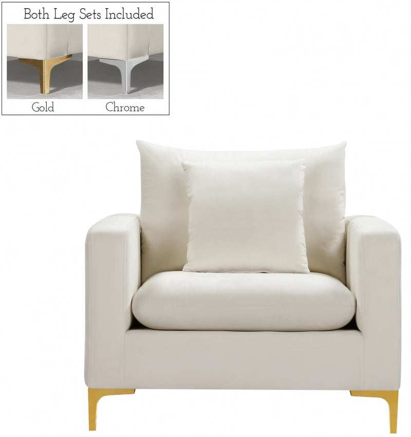 Naomi Velvet Upholstered Chair in Cream - 633Cream-C