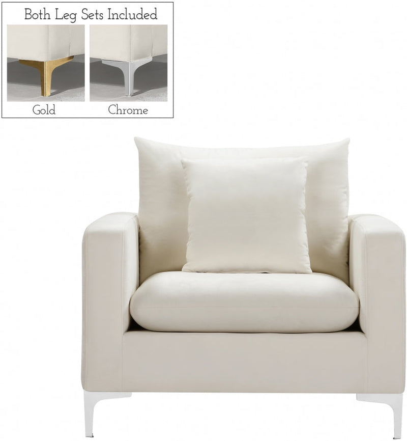 Naomi Velvet Upholstered Chair in Cream - 633Cream-C