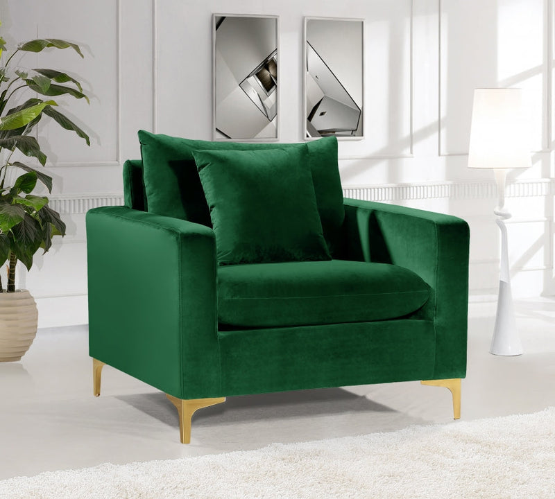 Naomi Velvet Upholstered Chair in Green - 633Green-C