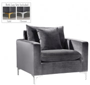 Naomi Velvet Upholstered Chair in Grey - 633Grey-C