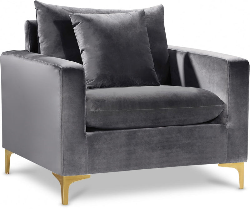 Naomi Velvet Upholstered Chair in Grey - 633Grey-C