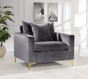 Naomi Velvet Upholstered Chair in Grey - 633Grey-C