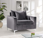 Naomi Velvet Upholstered Chair in Grey - 633Grey-C