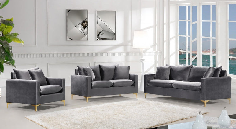 Naomi Velvet Upholstered Chair in Grey - 633Grey-C