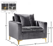 Naomi Velvet Upholstered Chair in Grey - 633Grey-C