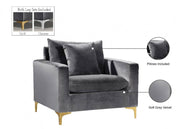 Naomi Velvet Upholstered Chair in Grey - 633Grey-C