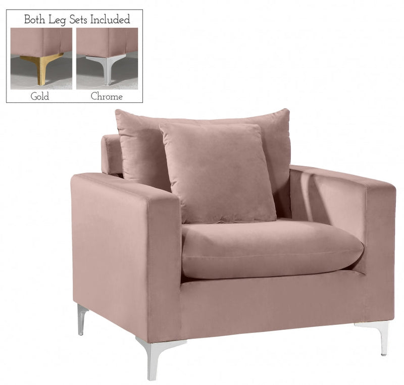 Naomi Velvet Upholstered Chair in Pink - 633Pink-C