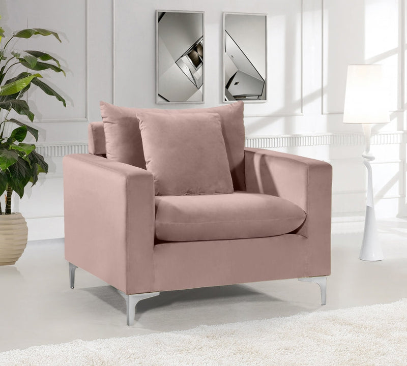 Naomi Velvet Upholstered Chair in Pink - 633Pink-C