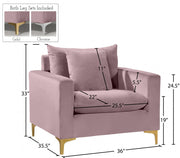 Naomi Velvet Upholstered Chair in Pink - 633Pink-C
