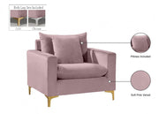 Naomi Velvet Upholstered Chair in Pink - 633Pink-C