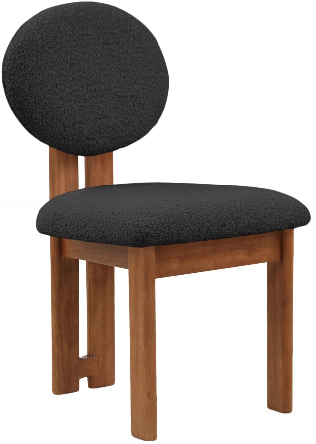 Napa Boucle Fabric Upholstered Dining Chair in Black, Set of 2 - 489Black-C