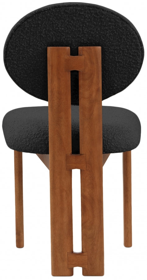 Napa Boucle Fabric Upholstered Dining Chair in Black, Set of 2 - 489Black-C