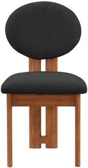 Napa Boucle Fabric Upholstered Dining Chair in Black, Set of 2 - 489Black-C