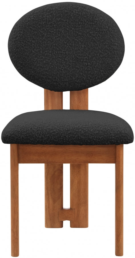 Napa Boucle Fabric Upholstered Dining Chair in Black, Set of 2 - 489Black-C