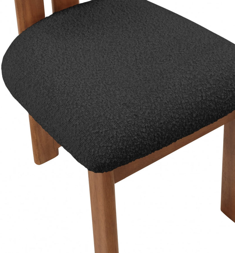 Napa Boucle Fabric Upholstered Dining Chair in Black, Set of 2 - 489Black-C