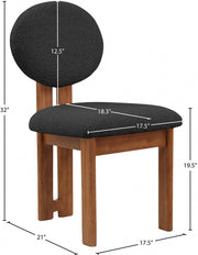 Napa Boucle Fabric Upholstered Dining Chair in Black, Set of 2 - 489Black-C