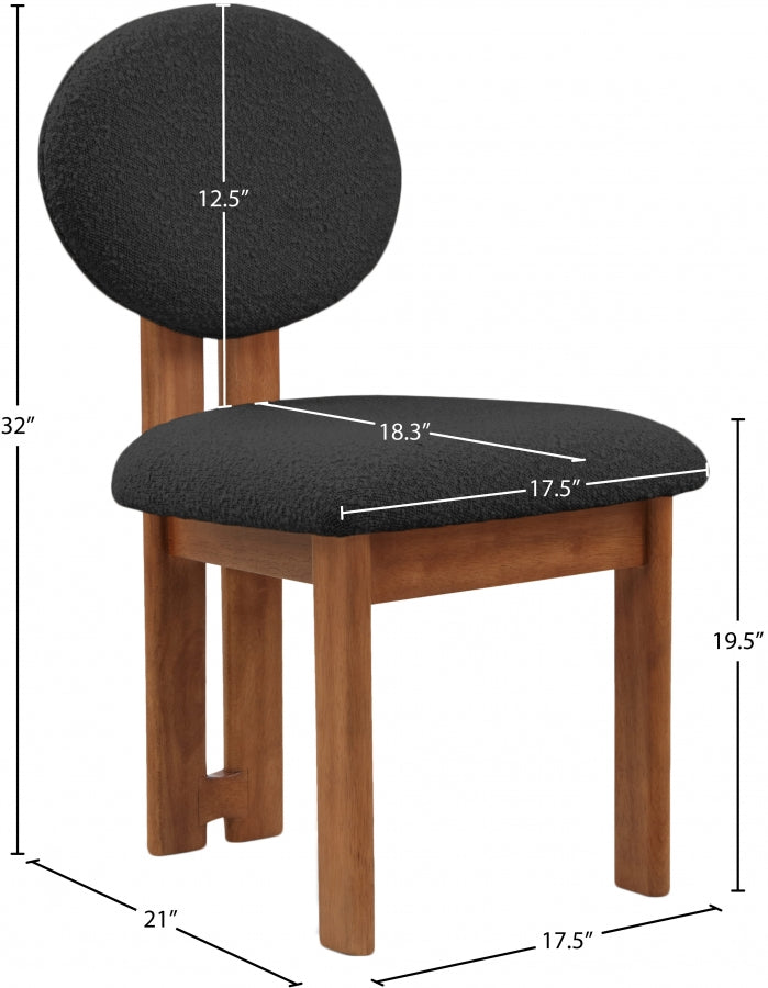 Napa Boucle Fabric Upholstered Dining Chair in Black, Set of 2 - 489Black-C