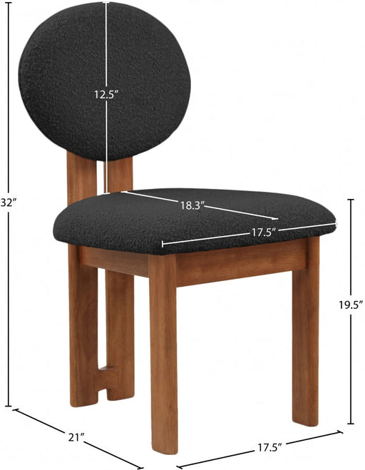 Napa Boucle Fabric Upholstered Dining Chair in Black, Set of 2 - 489Black-C