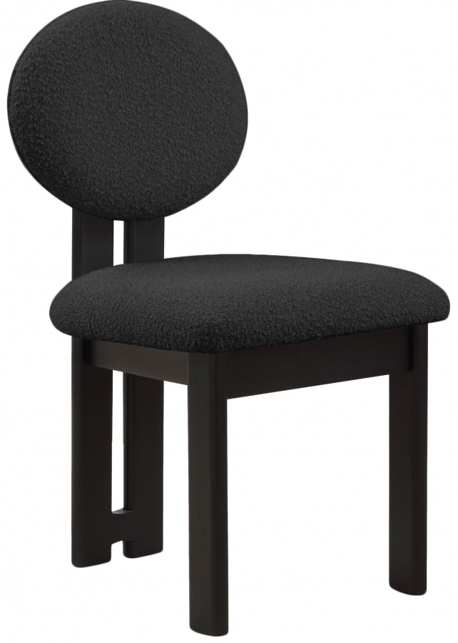Napa Boucle Fabric Upholstered Dining Chair in Black, Set of 2 - 490Black-C