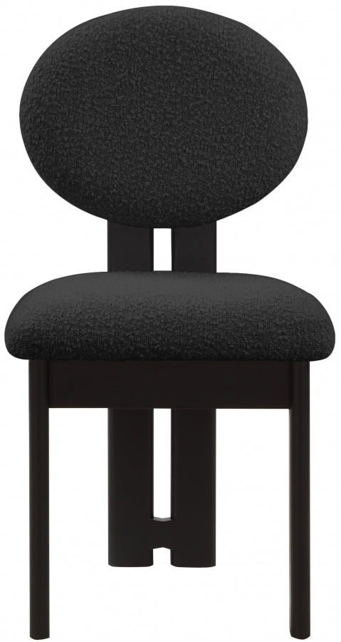 Napa Boucle Fabric Upholstered Dining Chair in Black, Set of 2 - 490Black-C