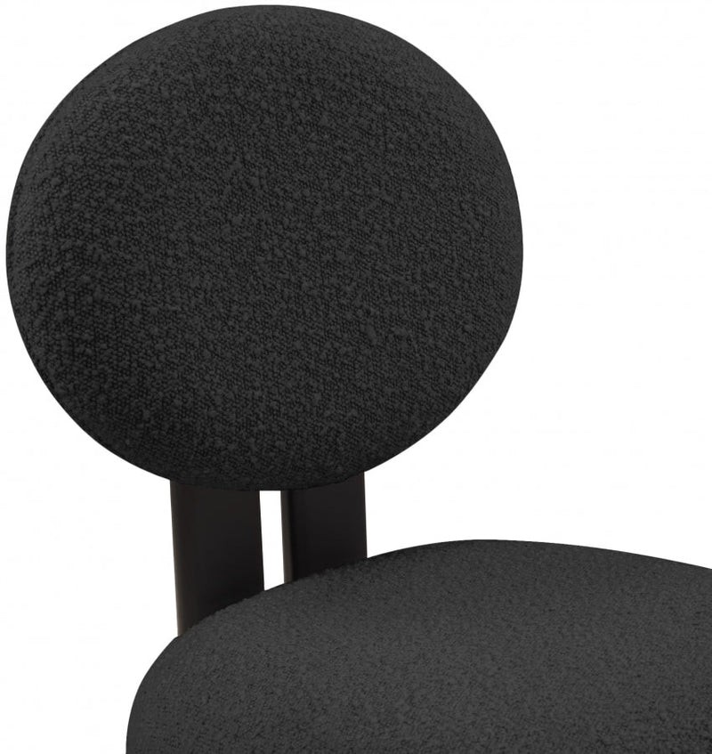 Napa Boucle Fabric Upholstered Dining Chair in Black, Set of 2 - 490Black-C
