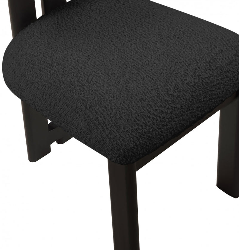 Napa Boucle Fabric Upholstered Dining Chair in Black, Set of 2 - 490Black-C